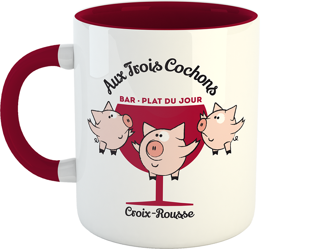 Mug “Aux 3 Cochons” offert en cadeau client pour Noël 2018